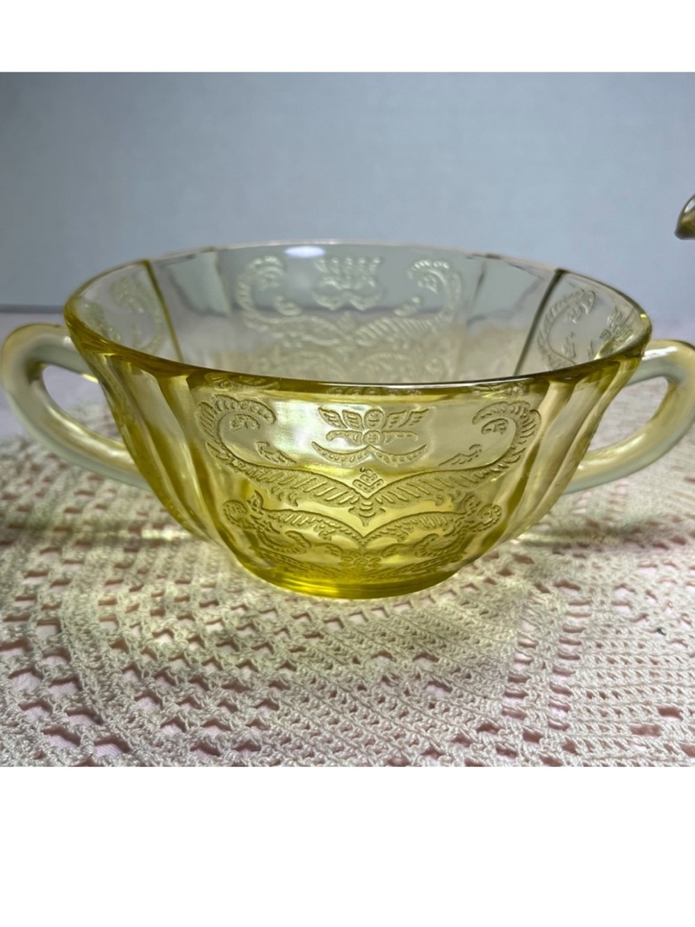 Vintage "Madrid" Depression Glass Yellow Double Handled Cup Federal Glass